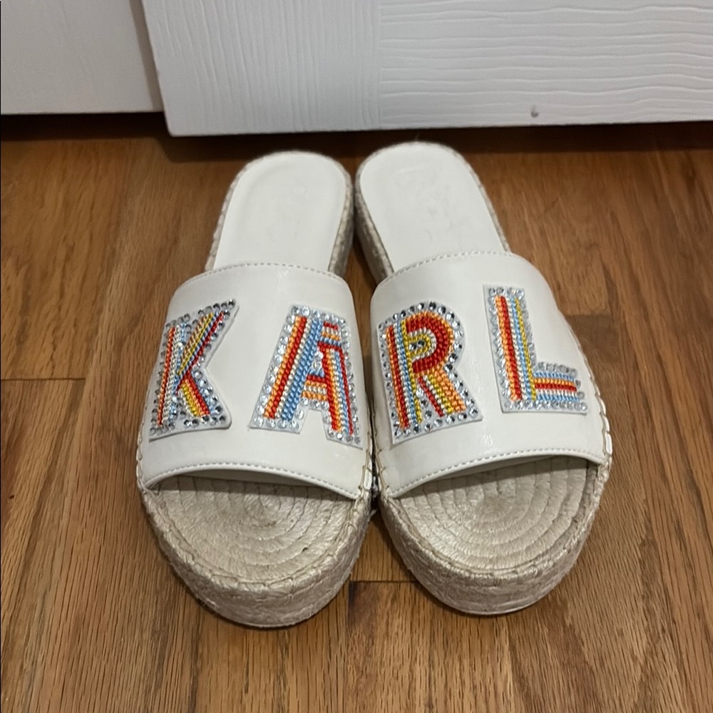 Karl Lagerfeld cream color espadrilles sandals size 6
